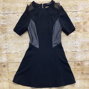 Rag & Bone Dres with Leather and Mesh Paneling in Black